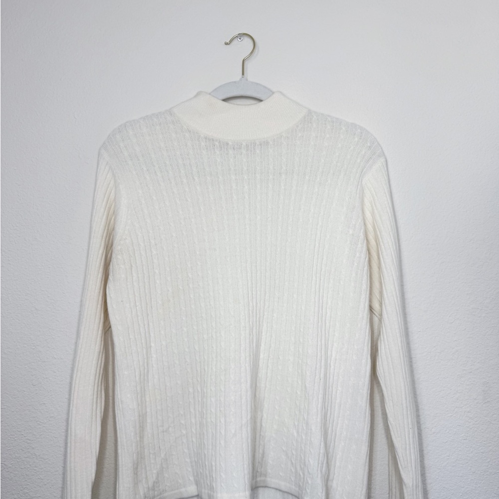 Elegant White Ribbed Women's mock neck sweater
